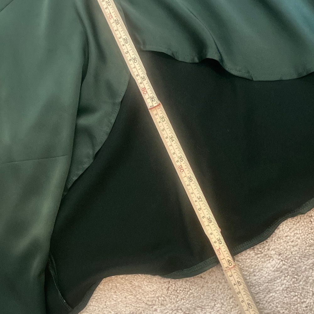 Emerald Satin Long Sleeve Wrap Dress - Picture 10 of 10